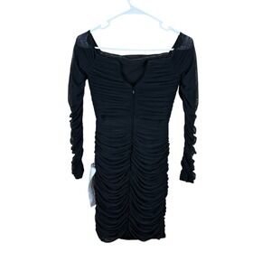 Dress the Population Black‎ Ruched Dress Bodycon NWT Off the Shoulder